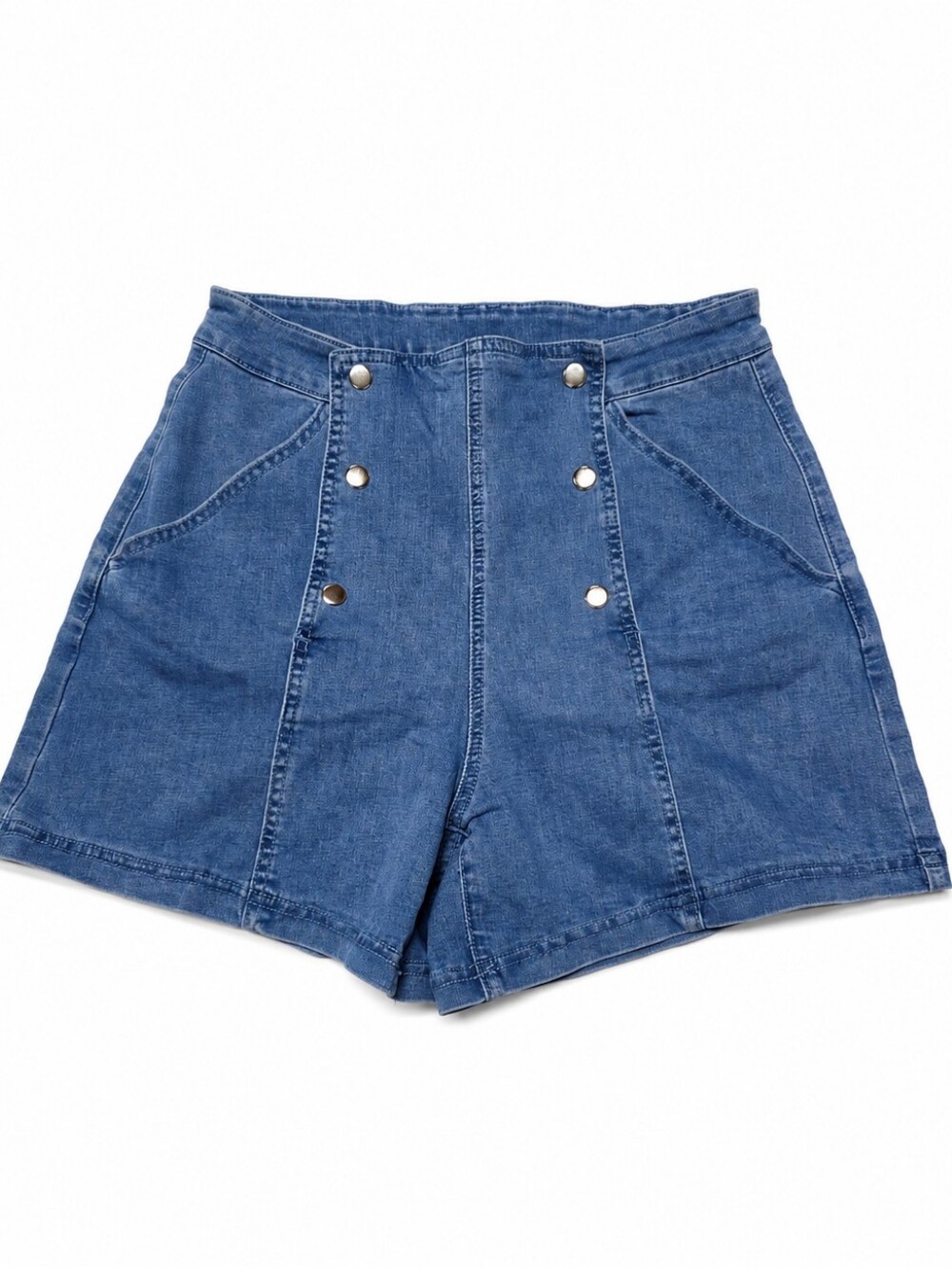 Denim Sailor Button Shorts Size 8 Blue NWOT